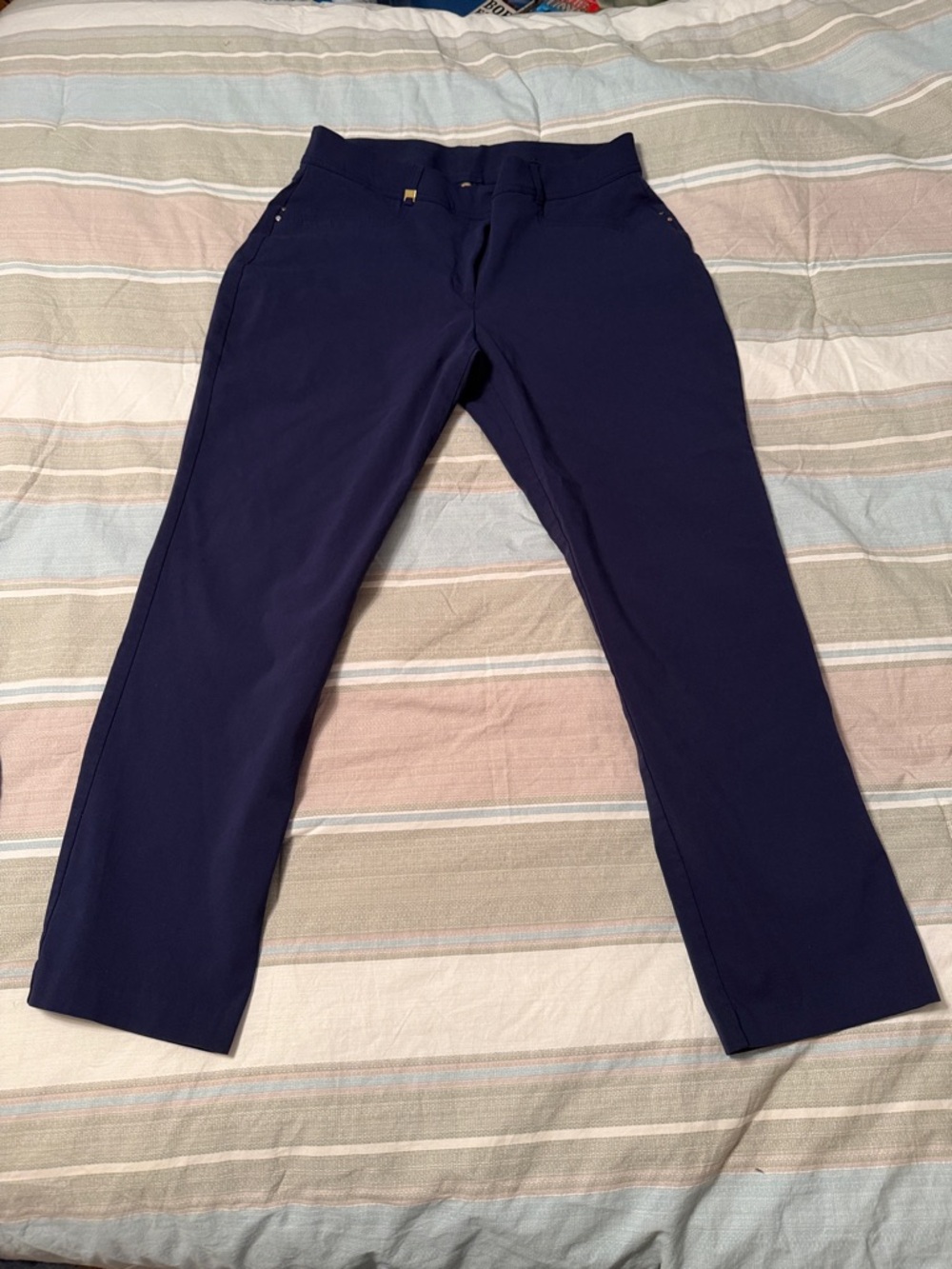 JM Collection Classic Straight-Leg Pants in Navy